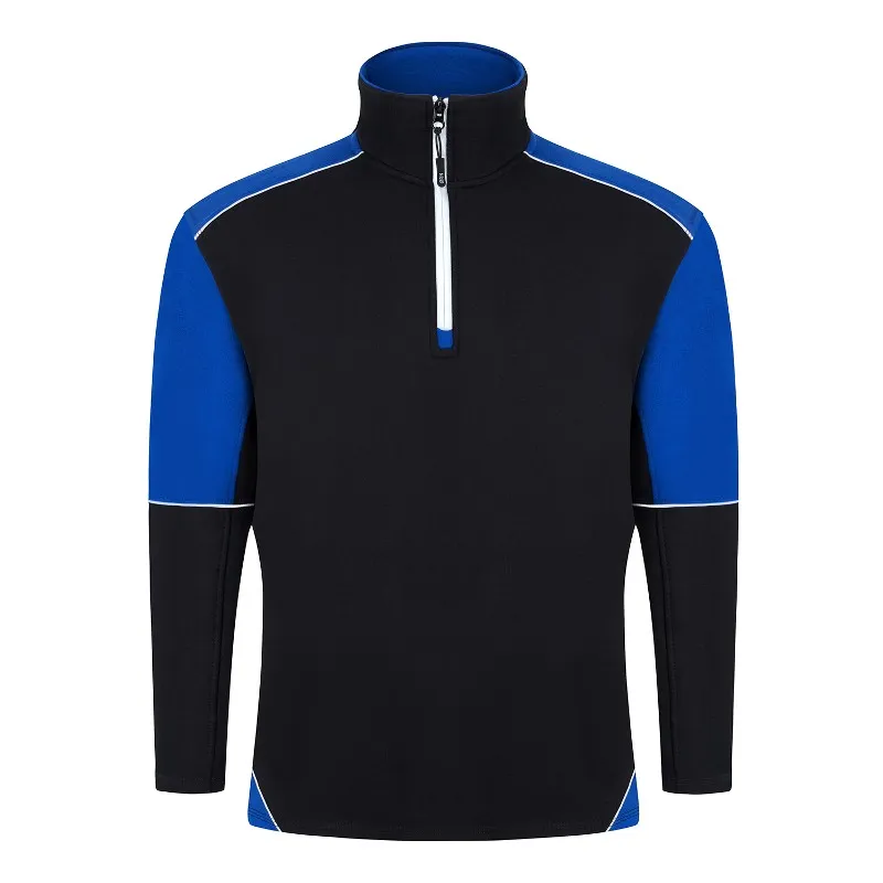 Orn Workwear Fireback Quarter-Zip Work Sweatshirt (Black/Royal Blue)