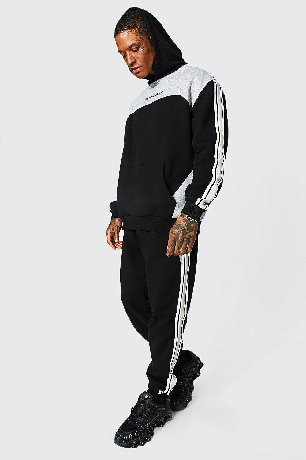 Oversized Limited Colour Block Tape Tracksuit | boohooMAN UK