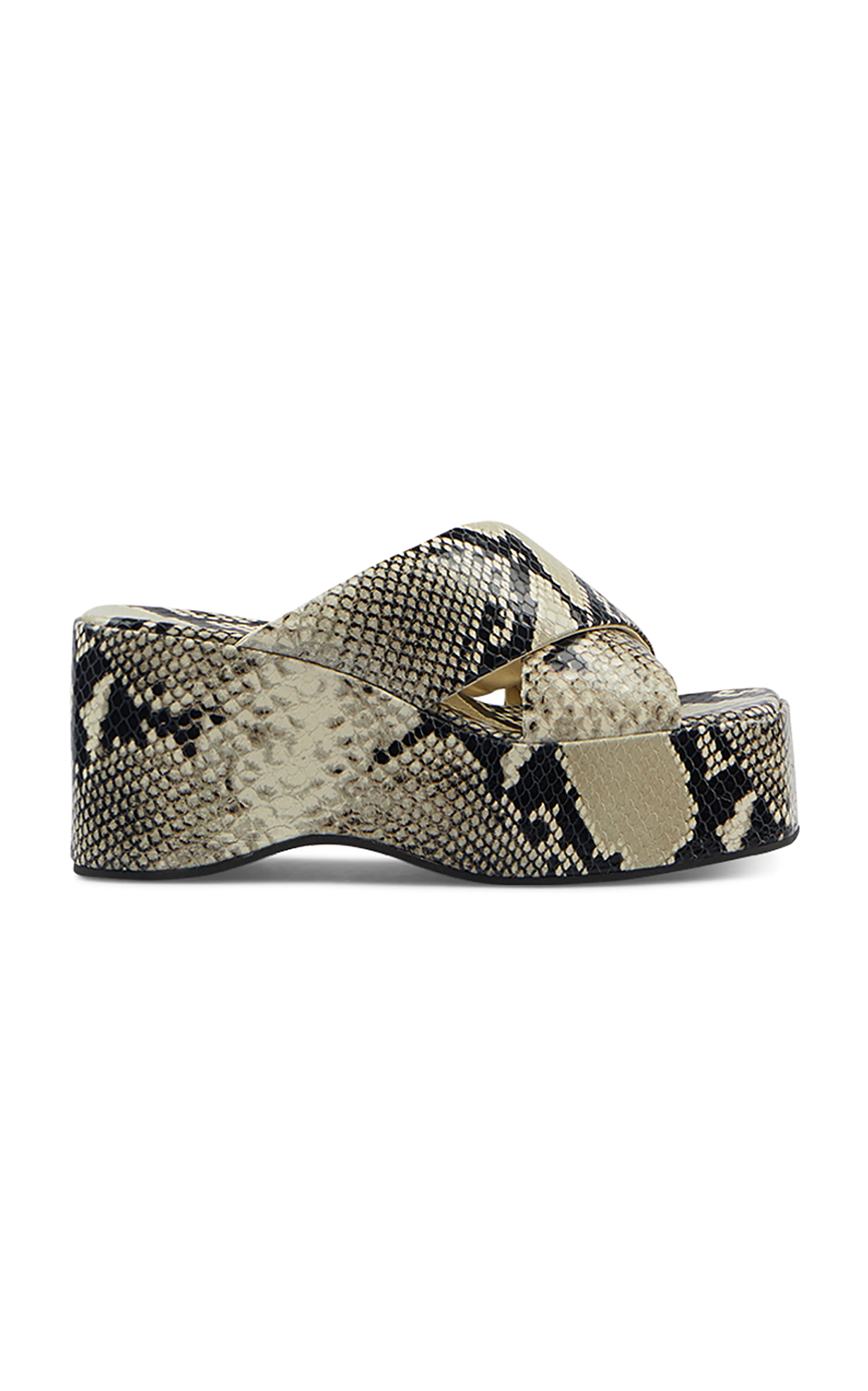 Paris Texas Vicky Snake-Effect Leather Platform Sandals