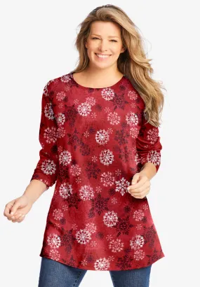 Perfect Printed Long-Sleeve Crewneck Tunic