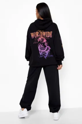 Petite Worldwide Back Sleeve Print Tracksuit