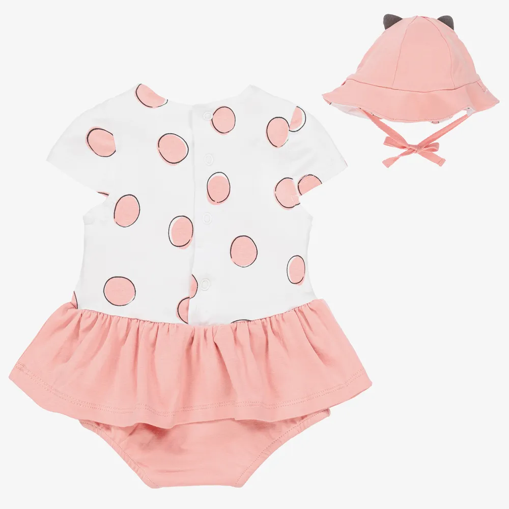 Pink Cat Baby Dress & Hat Set