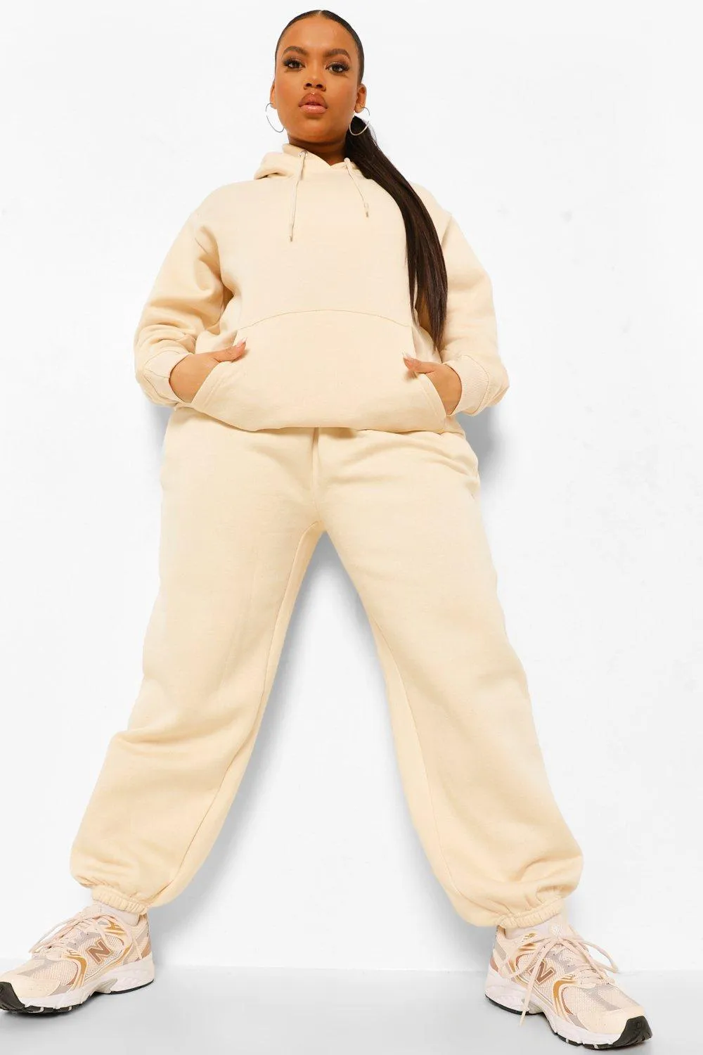 Plus Fleeceback Pocket Front Hoody Tracksuit