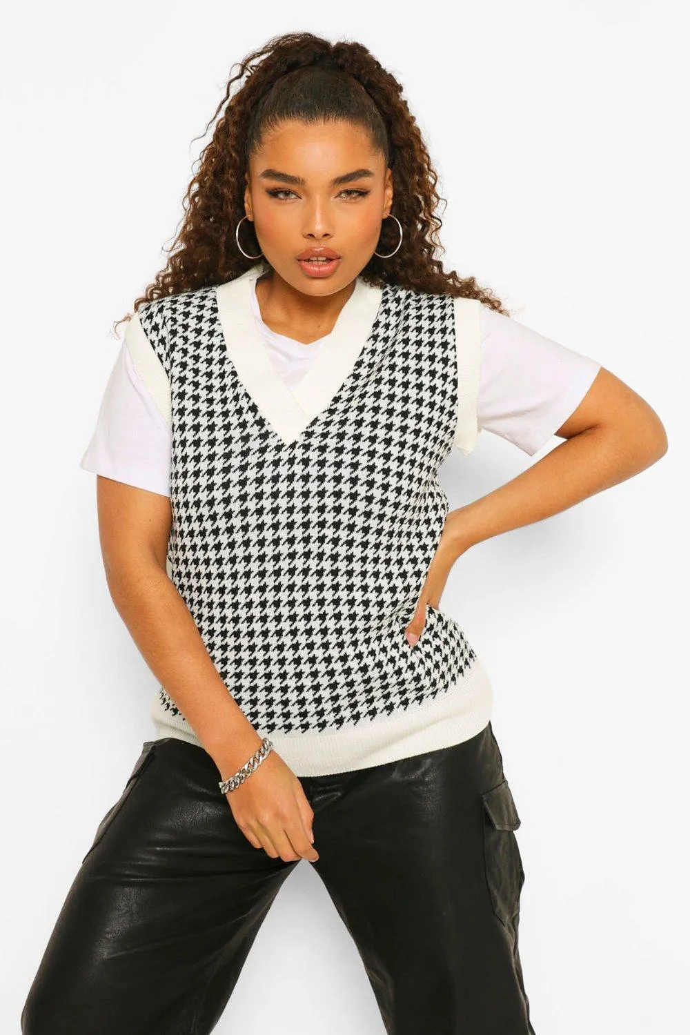 Plus Houndstooth Check Tank