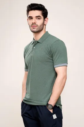 POLO SHIRT PIQUE MELANGE GREEN