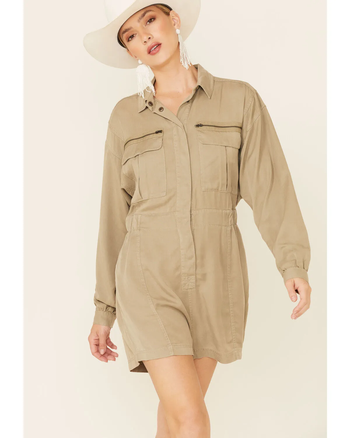 Product Name:  Very J Women's Tencel Utility Romper