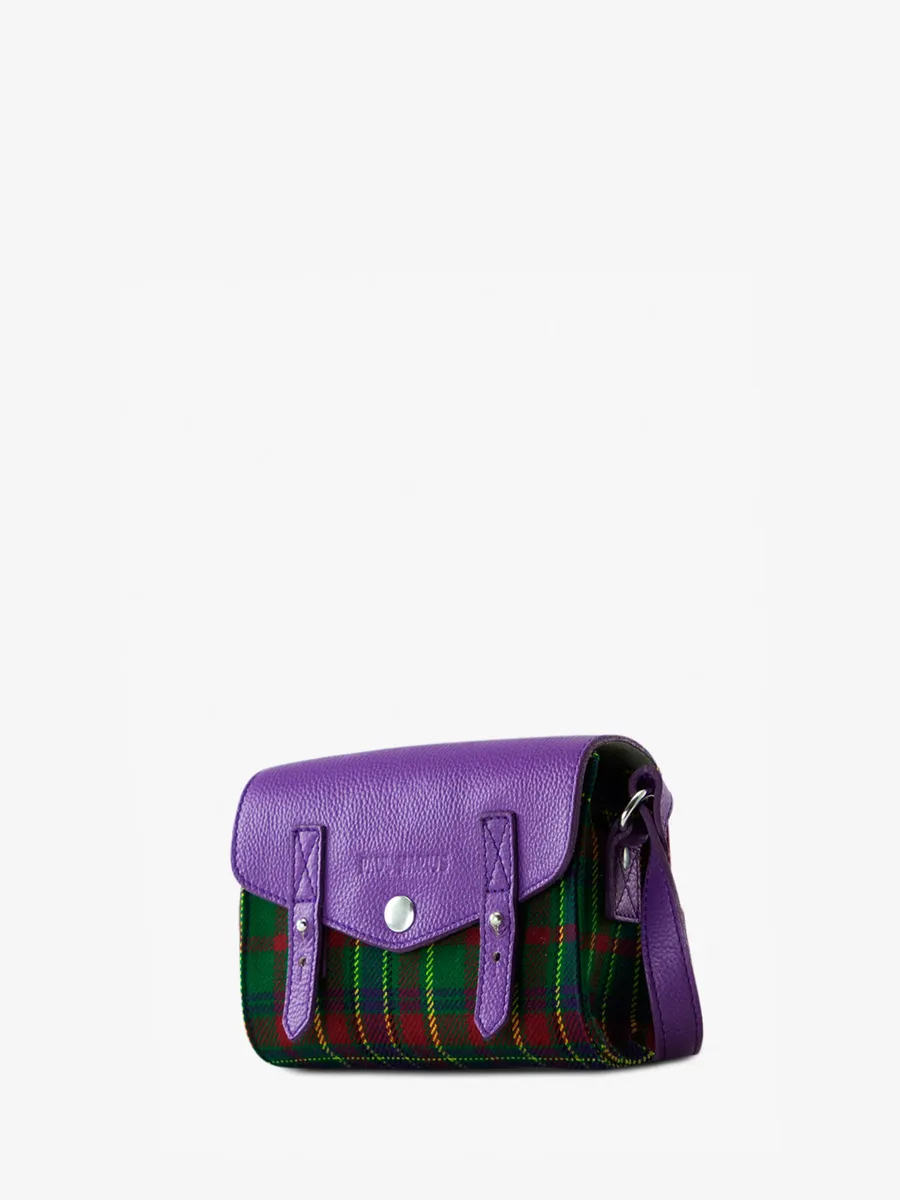 Purple Leather and Tartan Leather Cross-body Bag for Women - LeMini Indispensable Versus | PAUL MARIUS