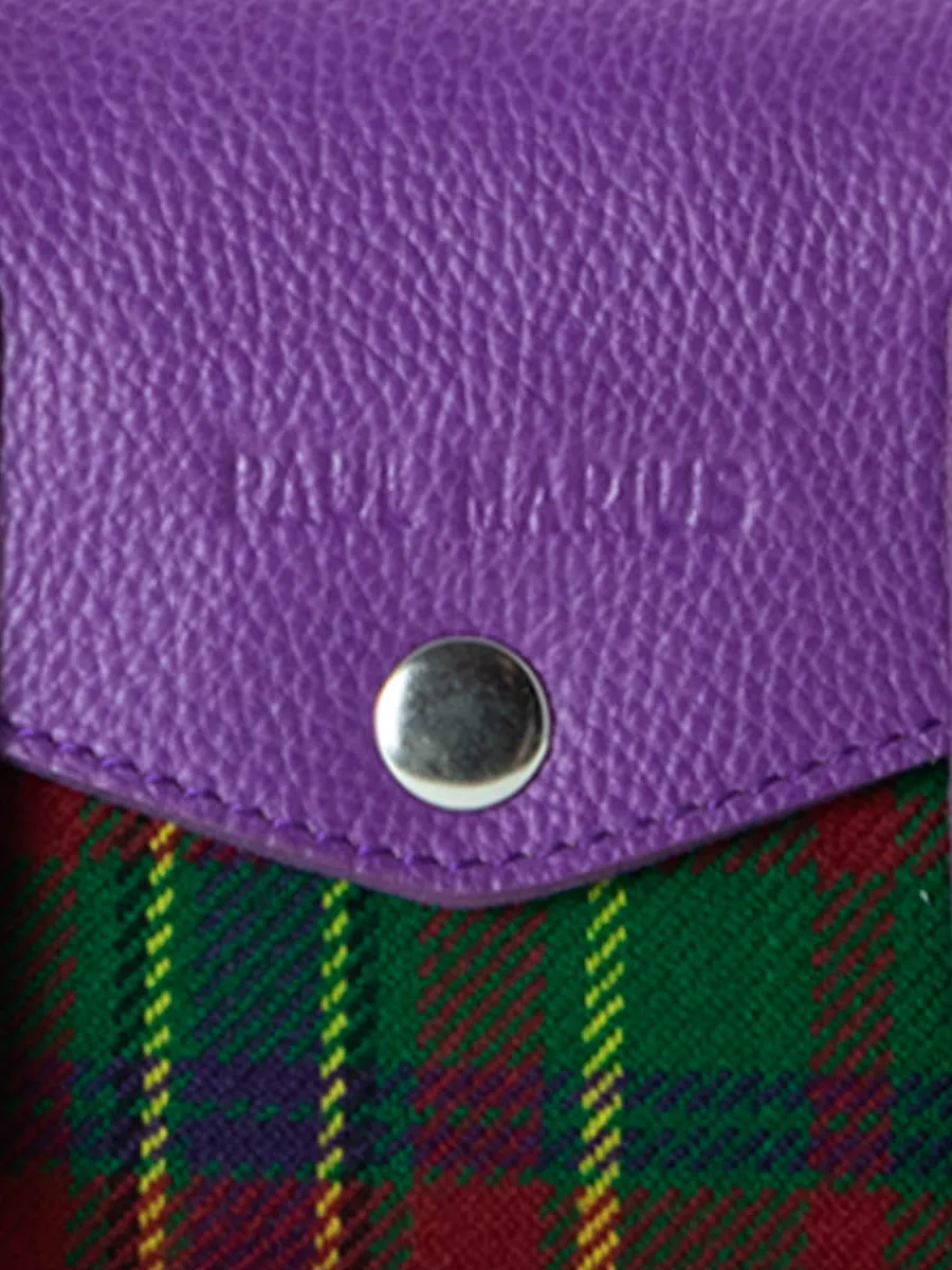 Purple Leather and Tartan Leather Cross-body Bag for Women - LeMini Indispensable Versus | PAUL MARIUS