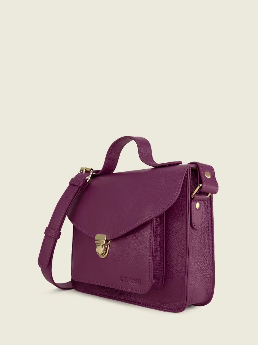 Purple Leather Cross-Body Bag for Women - Mademoiselle George Art Deco Zinzolin | PAUL MARIUS