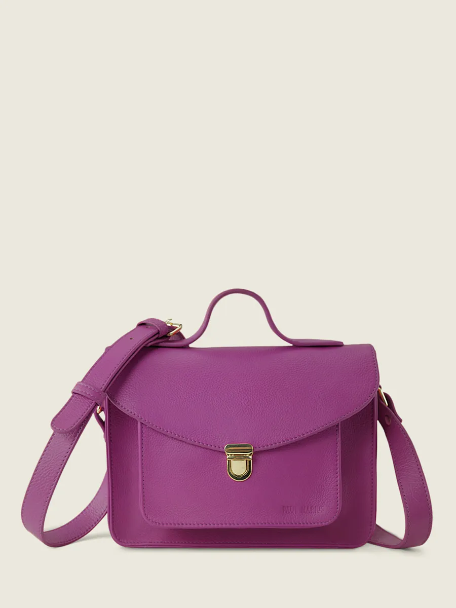 Purple Leather Cross-body Bag for Women - Mademoiselle George Sorbet Blackcurrant | PAUL MARIUS