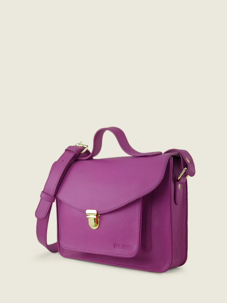 Purple Leather Cross-body Bag for Women - Mademoiselle George Sorbet Blackcurrant | PAUL MARIUS