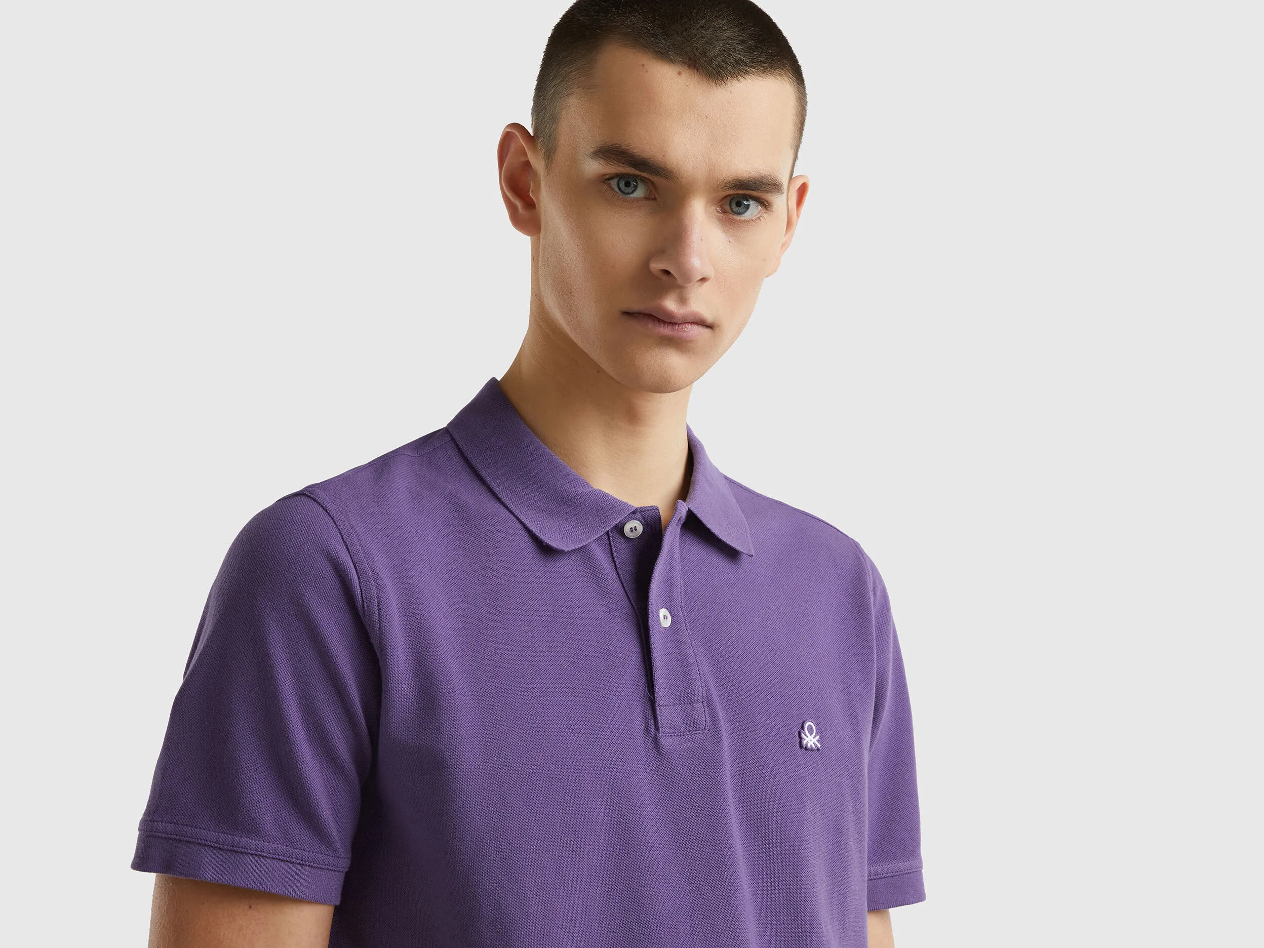 Purple regular fit polo - Violet | Benetton