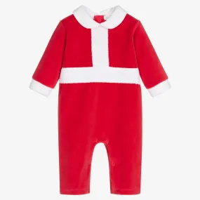 Red Jingle Velour Romper