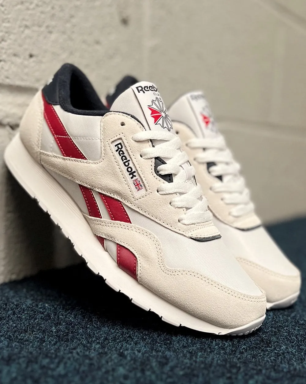 Reebok Classic Nylon Trainers White Red Navy