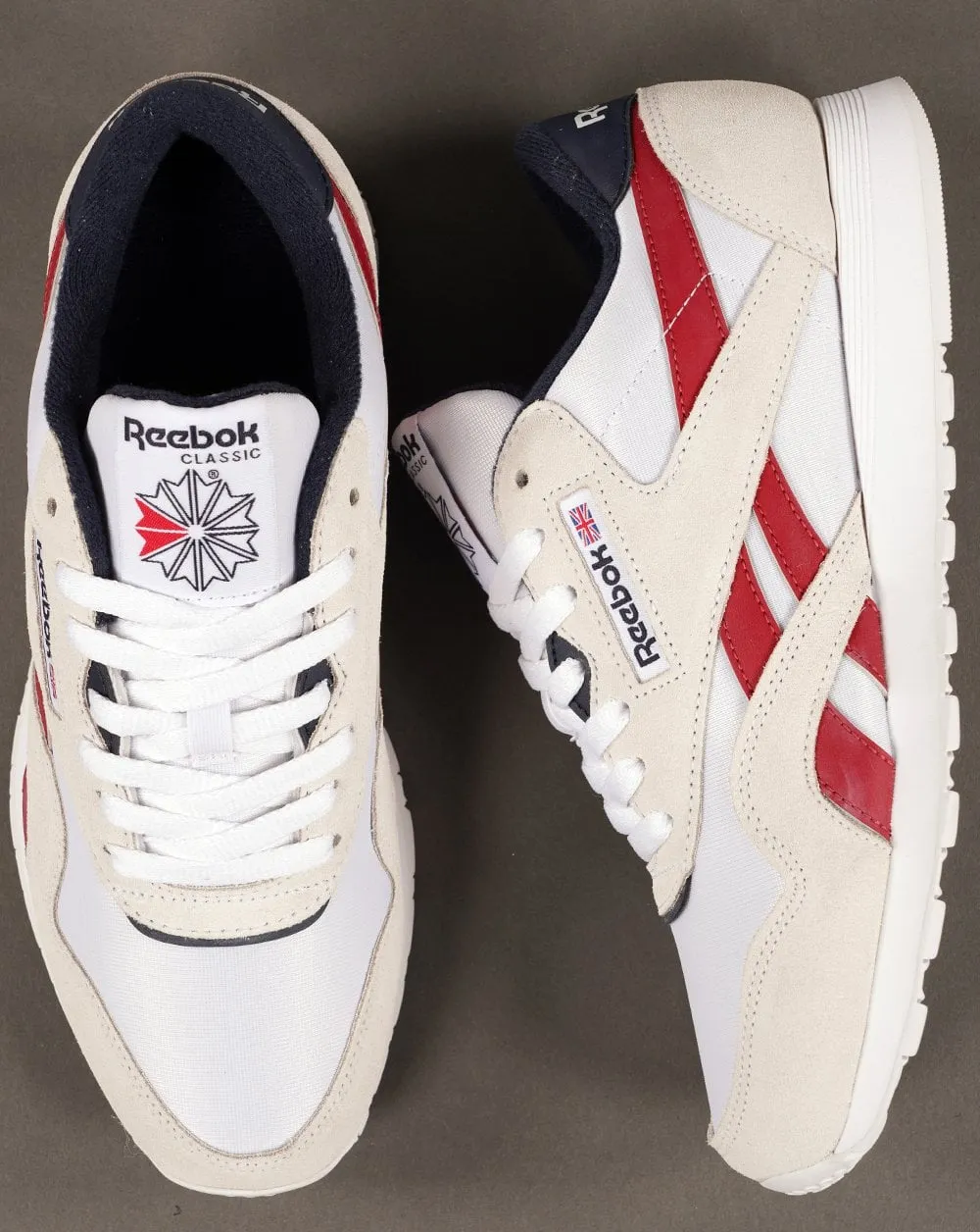 Reebok Classic Nylon Trainers White Red Navy