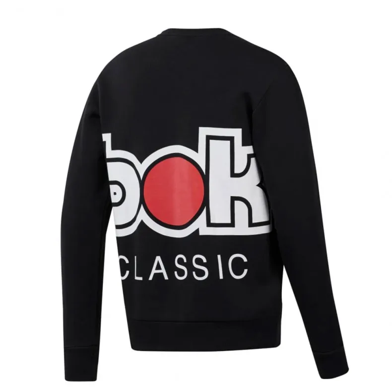 Reebok Classics International Red Button Crew Neck Sweatshirt (Black)