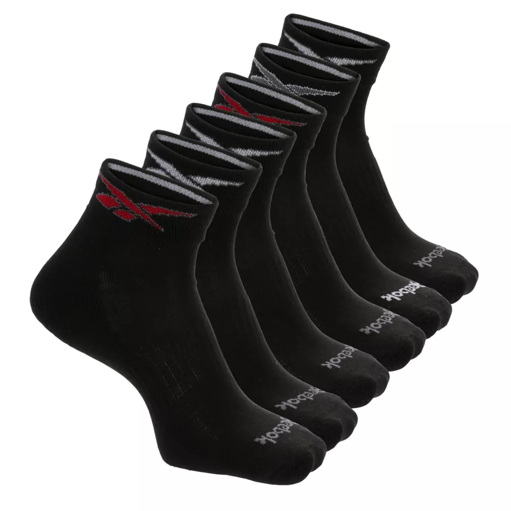 REEBOK  MENS QUARTER SOCKS 6 PAIRS