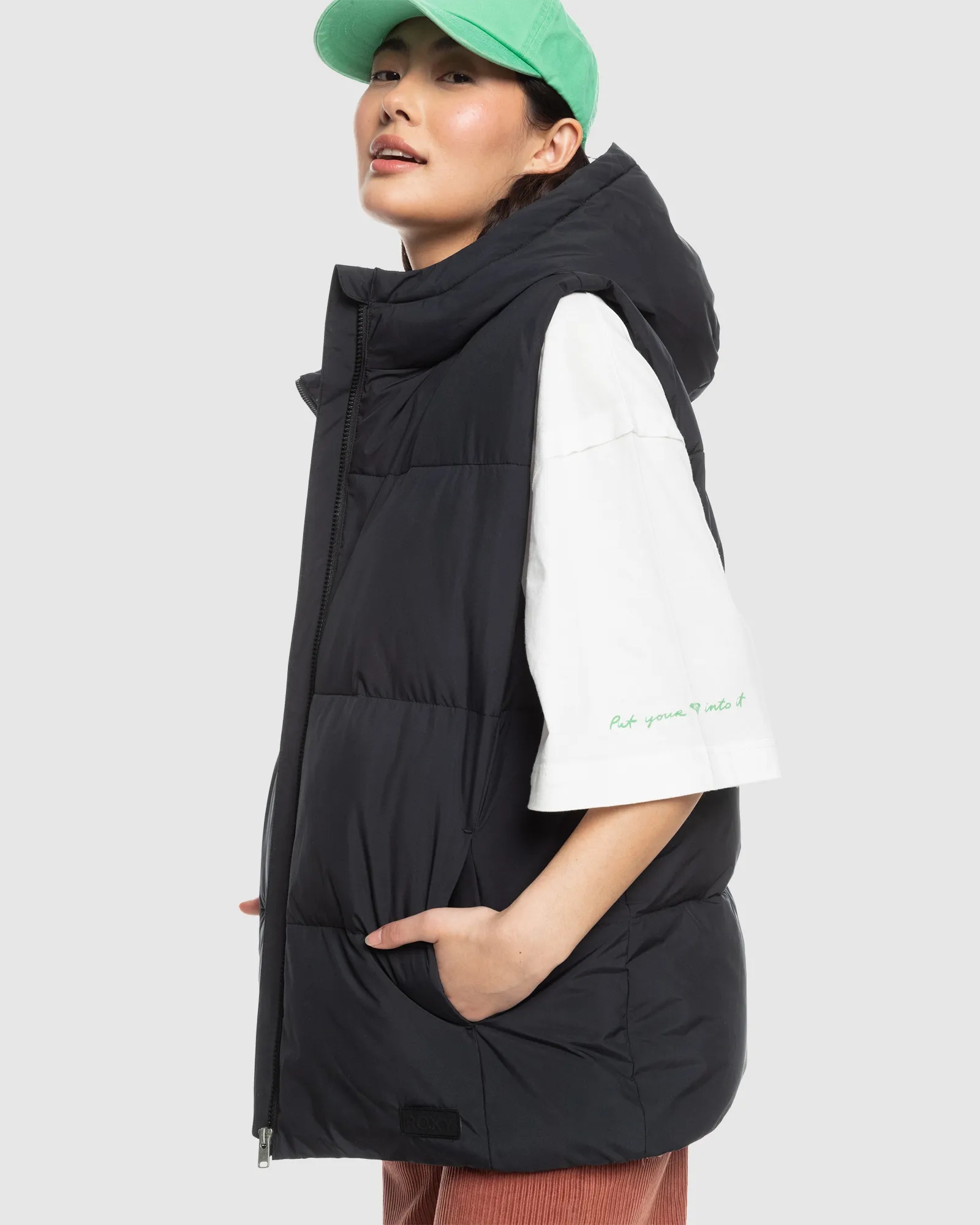 Roxy Bright Side - Hooded Vest For Women - Anthracite | SurfStitch