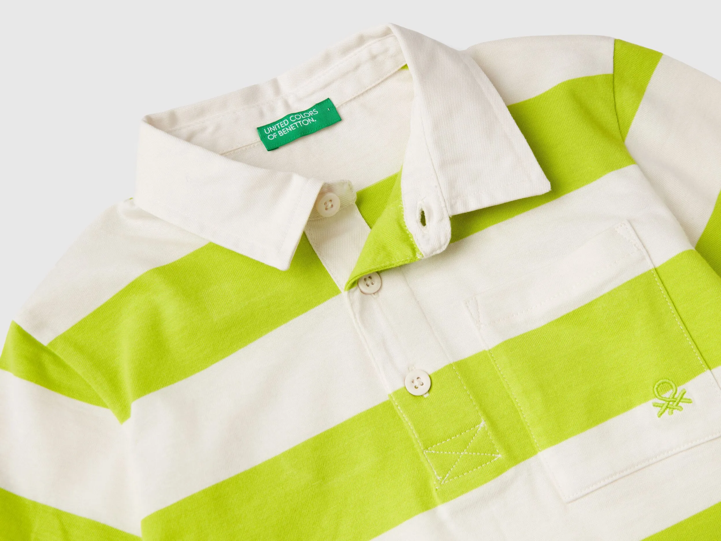 Rugby polo with pocket - Lime | Benetton