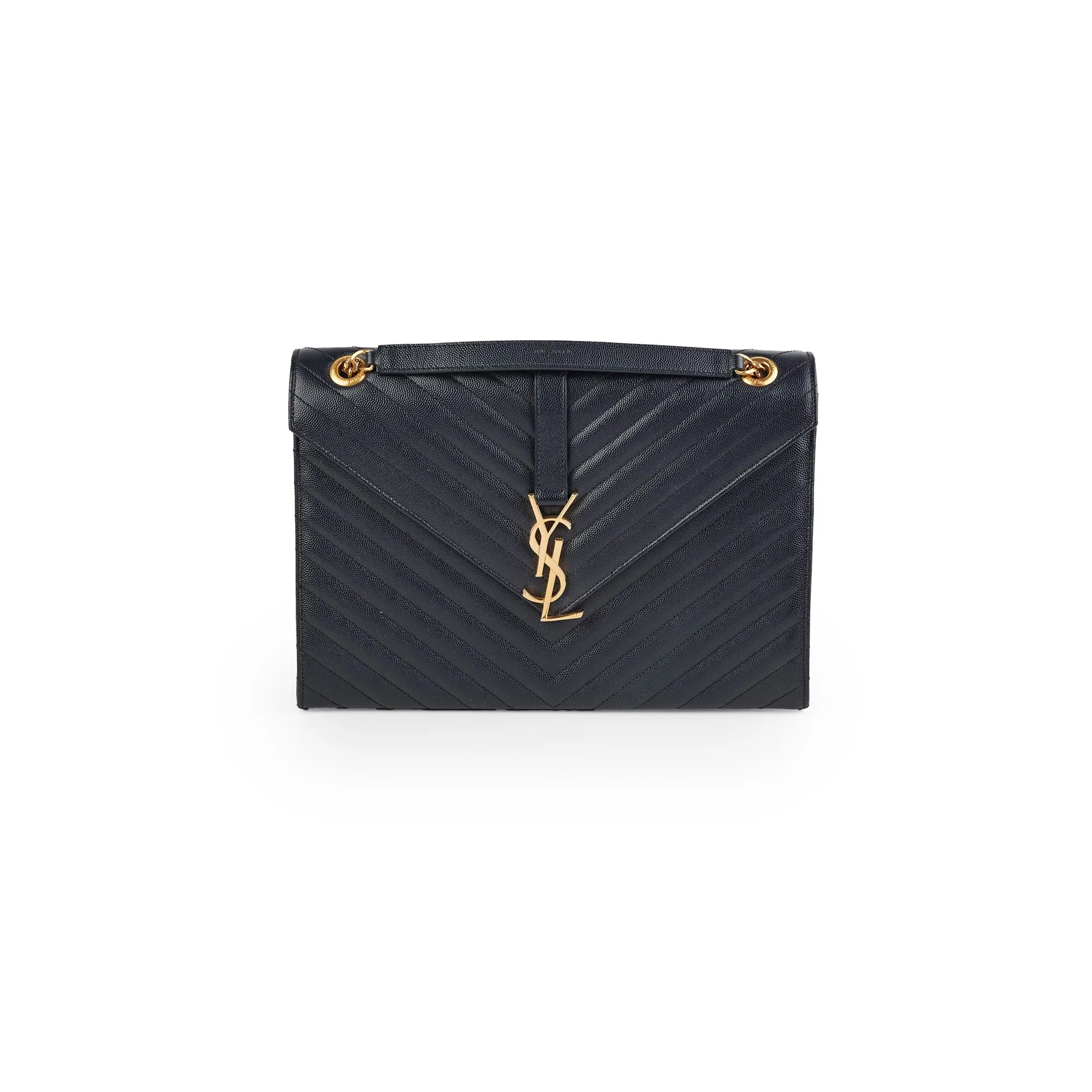 Saint Laurent Large Envelope Navy Shoulder Bag