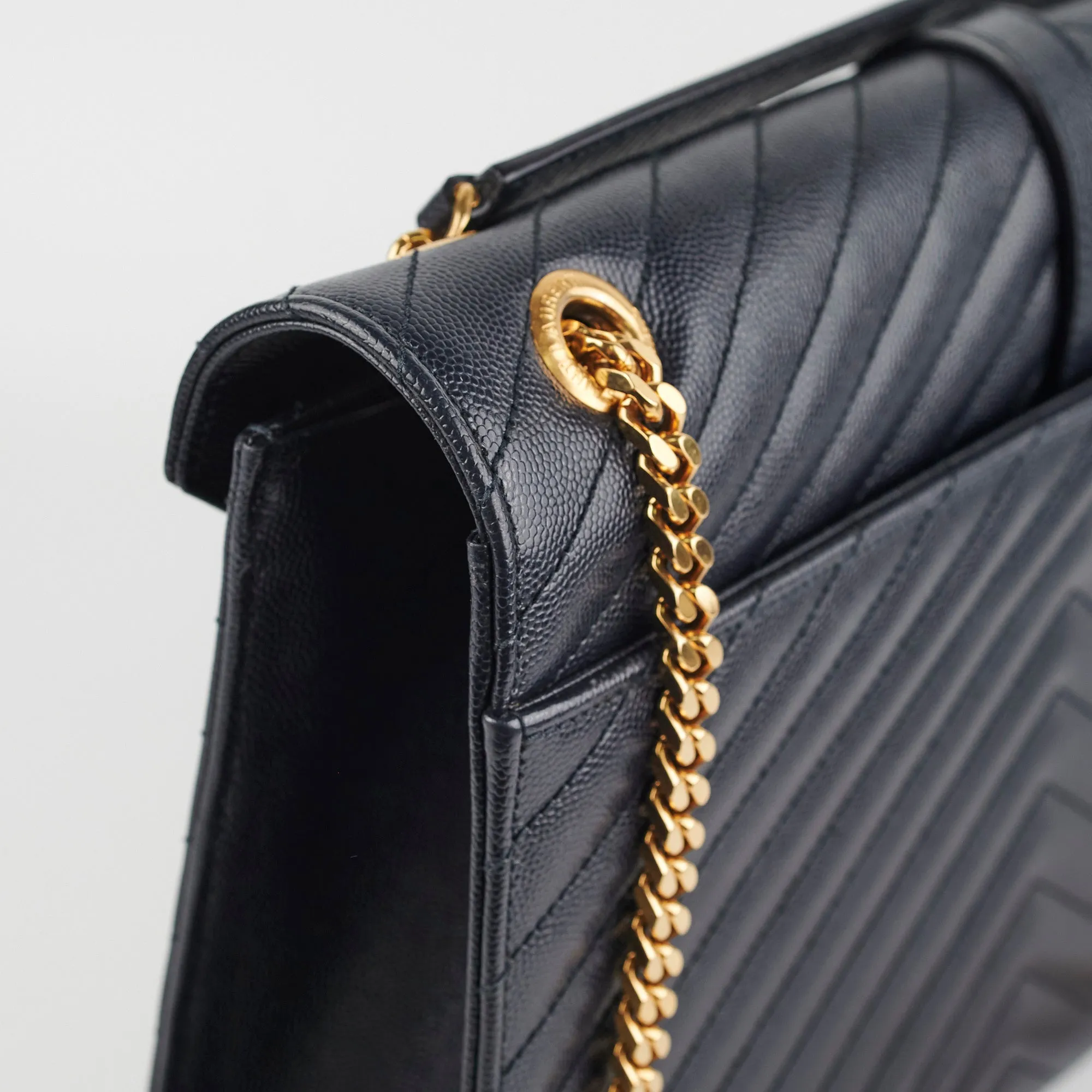 Saint Laurent Large Envelope Navy Shoulder Bag