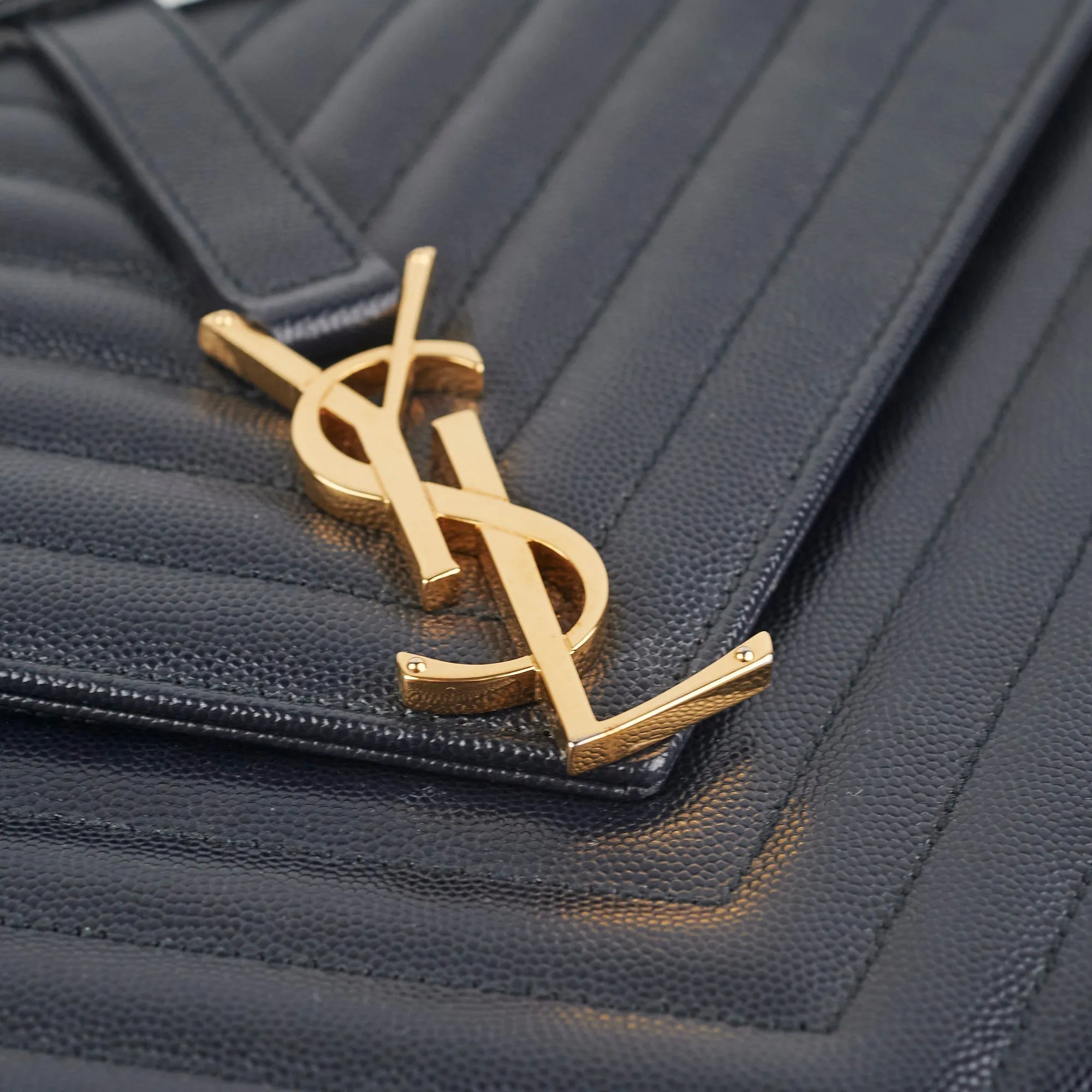 Saint Laurent Large Envelope Navy Shoulder Bag