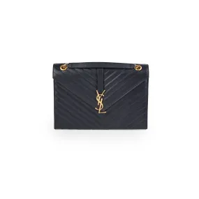 Saint Laurent Large Envelope Navy Shoulder Bag