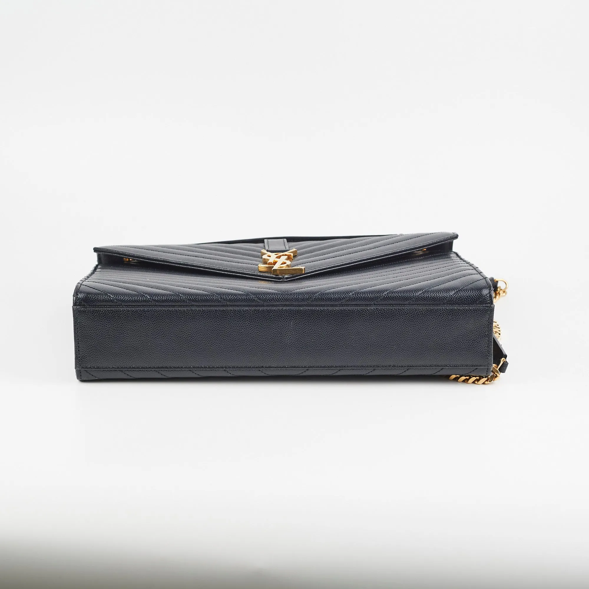 Saint Laurent Large Envelope Navy Shoulder Bag