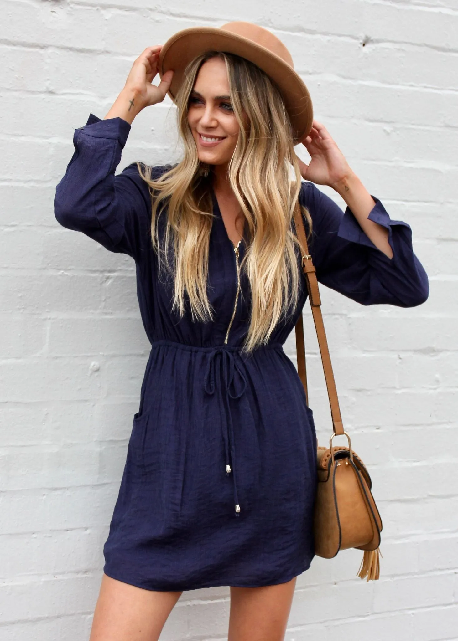 Stronger Sun Tunic Dress - Navy