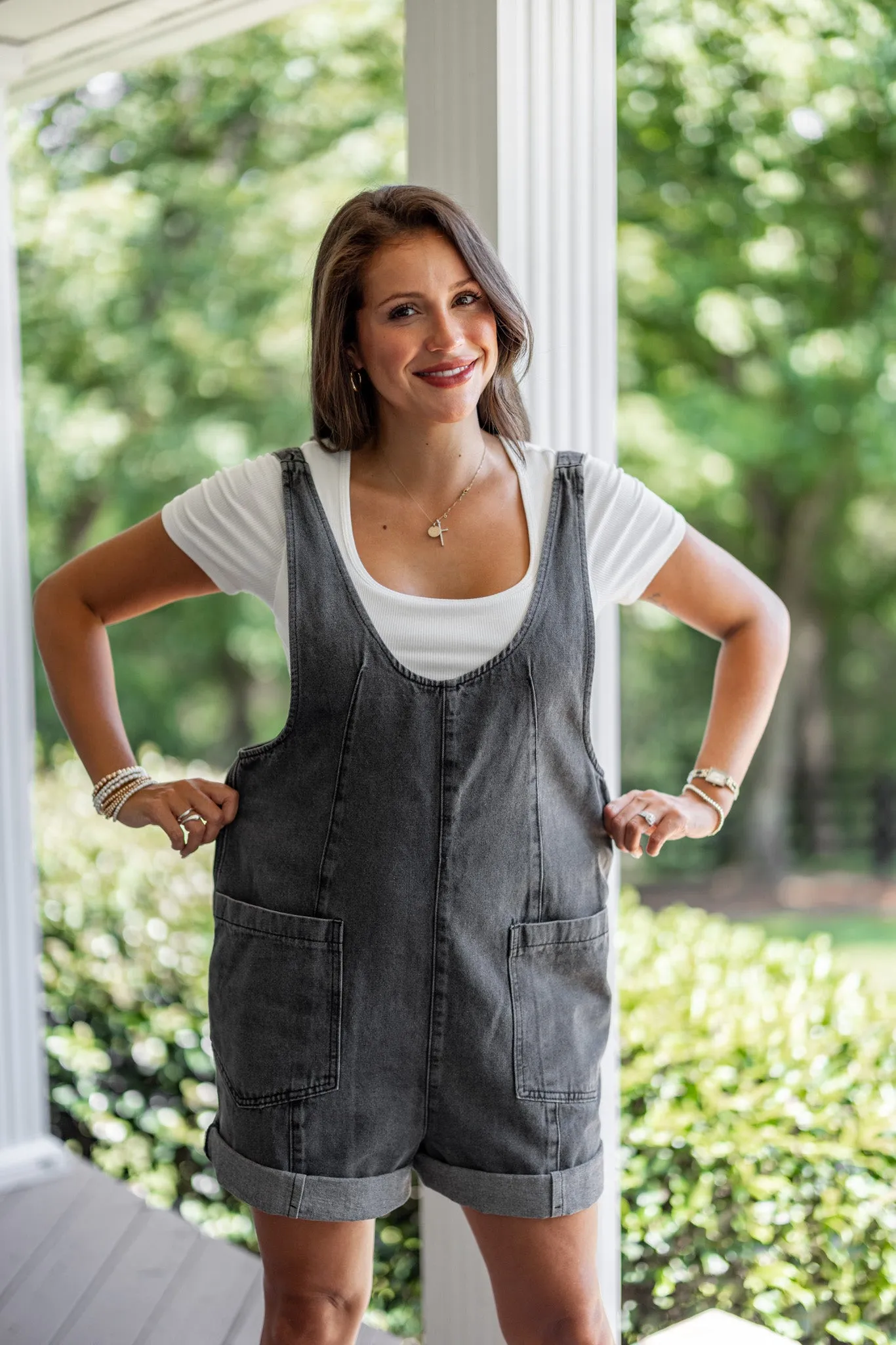 Summer Dreaming Charcoal Denim Romper