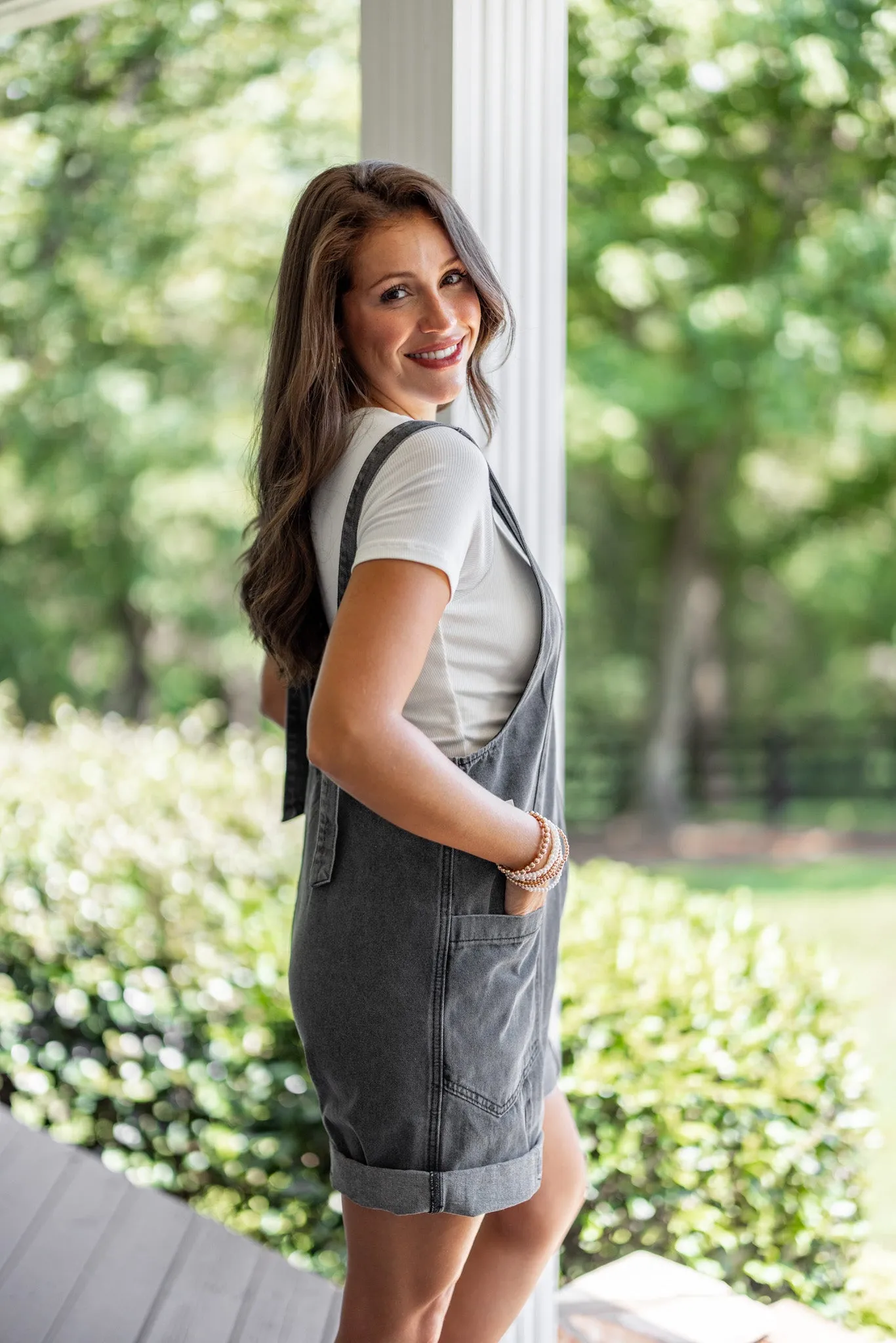 Summer Dreaming Charcoal Denim Romper