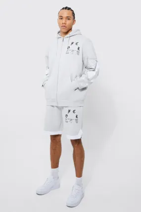 Tall Dove Graphic Zip Through Short Tracksuit