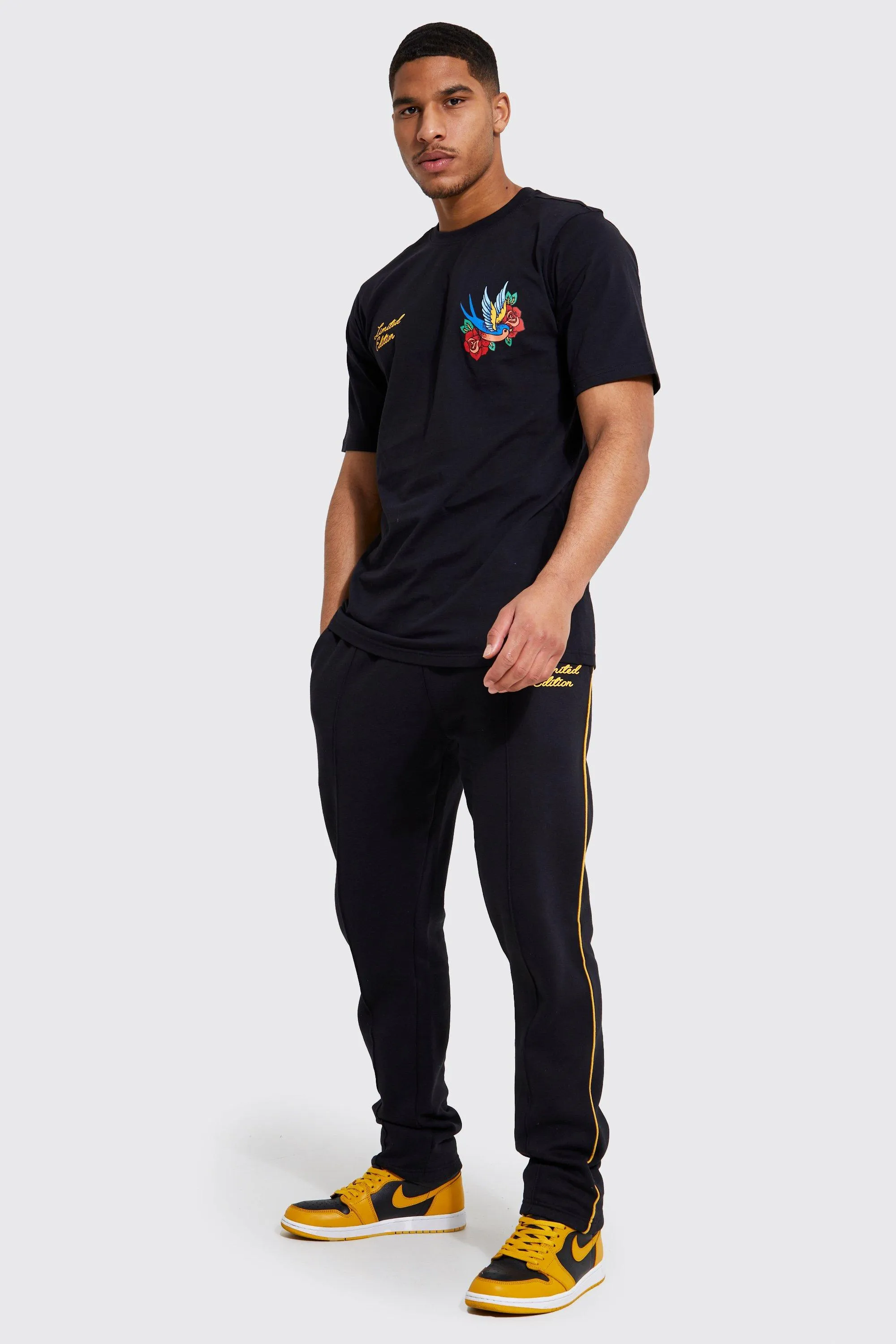 Tall Lmtd Bird T-shirt And Jogger Tracksuit | boohooMAN UK