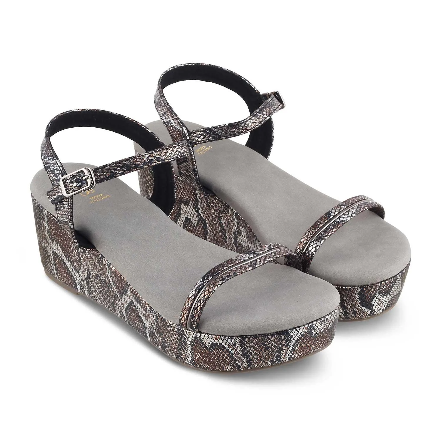 The Anger Pewter Women's Dress Wedge Sandals Tresmode