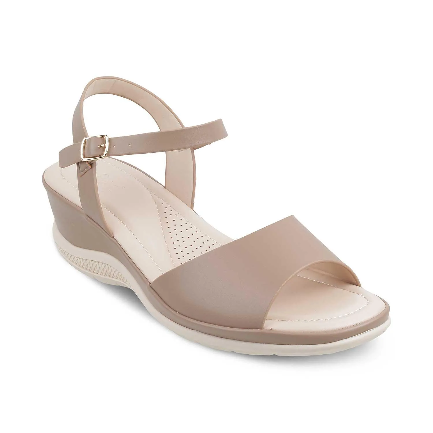 The Clej Beige Women's Casual Wedge Sandals Tresmode