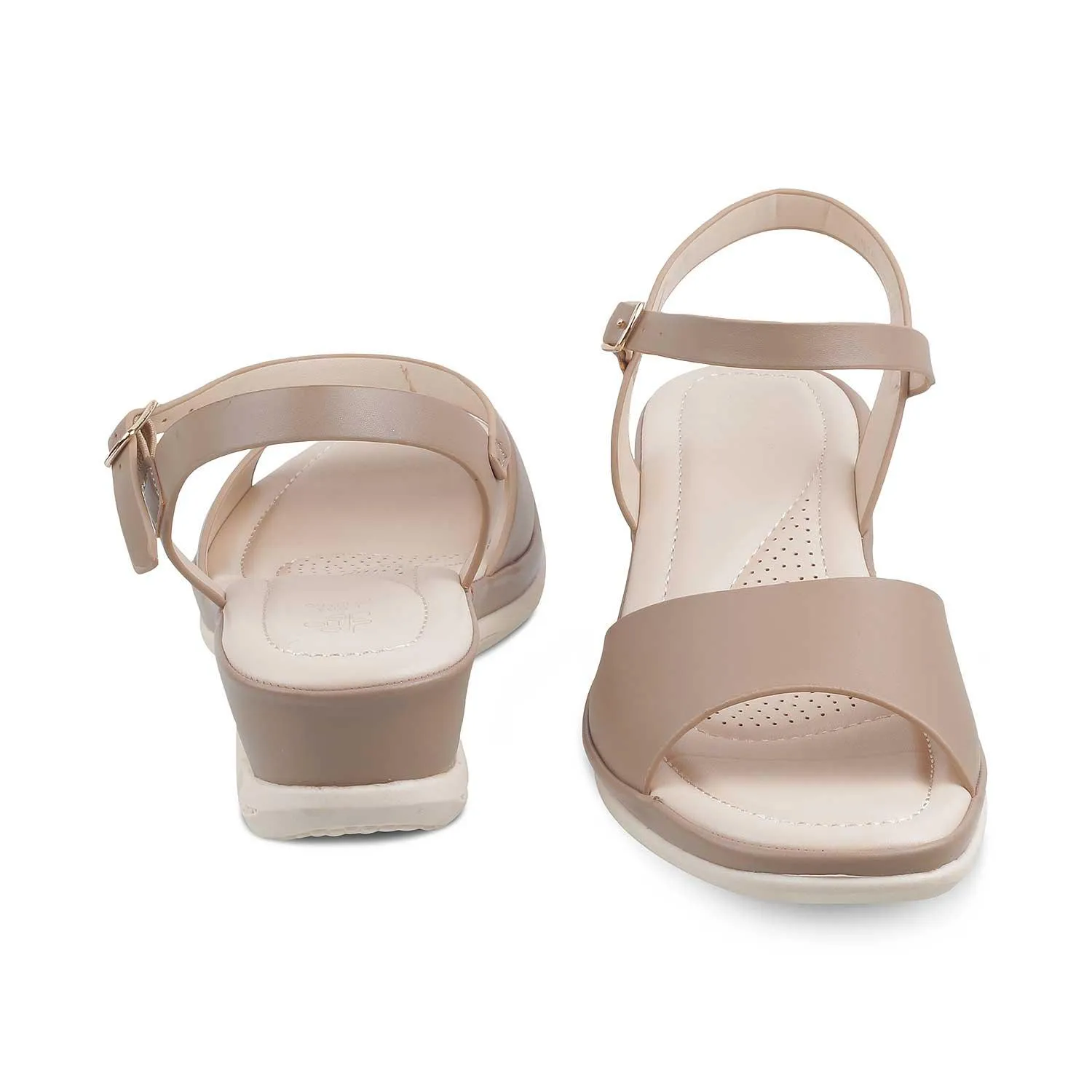 The Clej Beige Women's Casual Wedge Sandals Tresmode