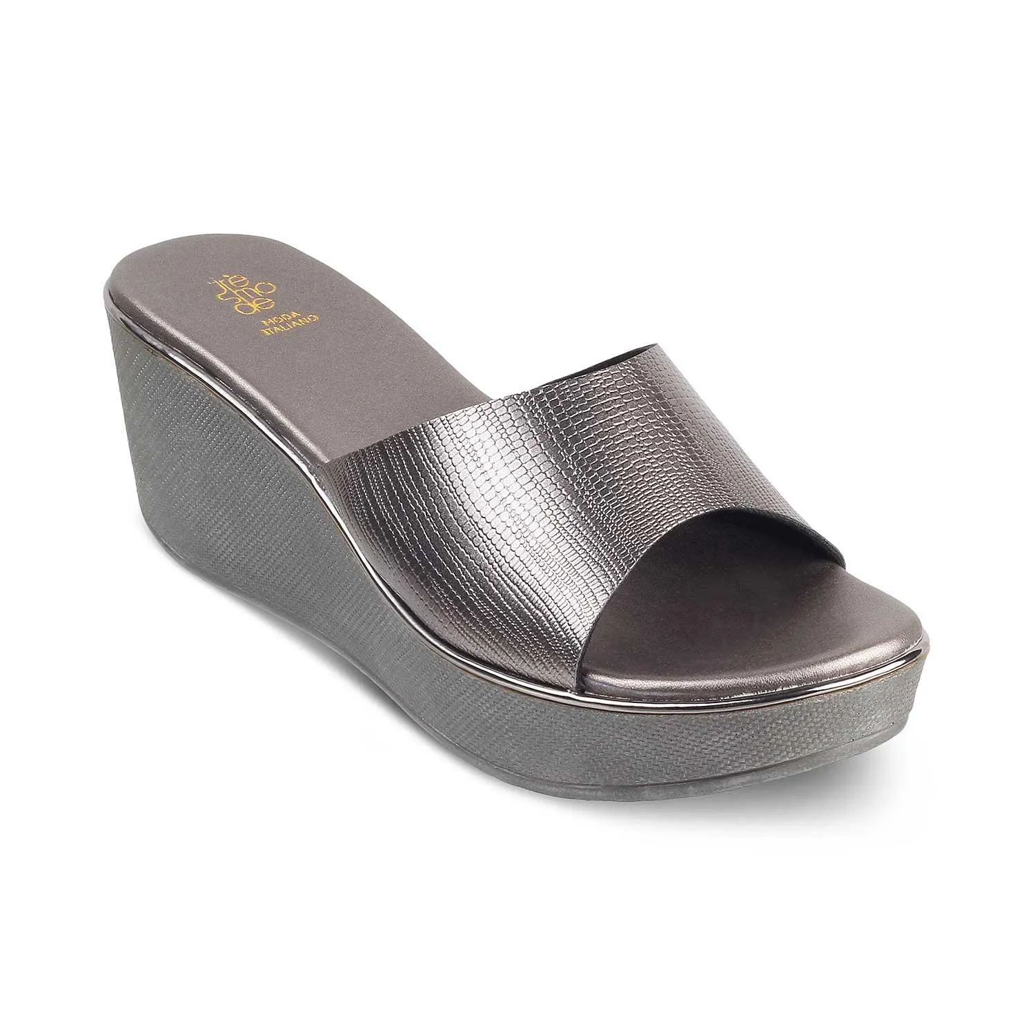 The San Pewter Women's Dress Wedge Sandals Tresmode