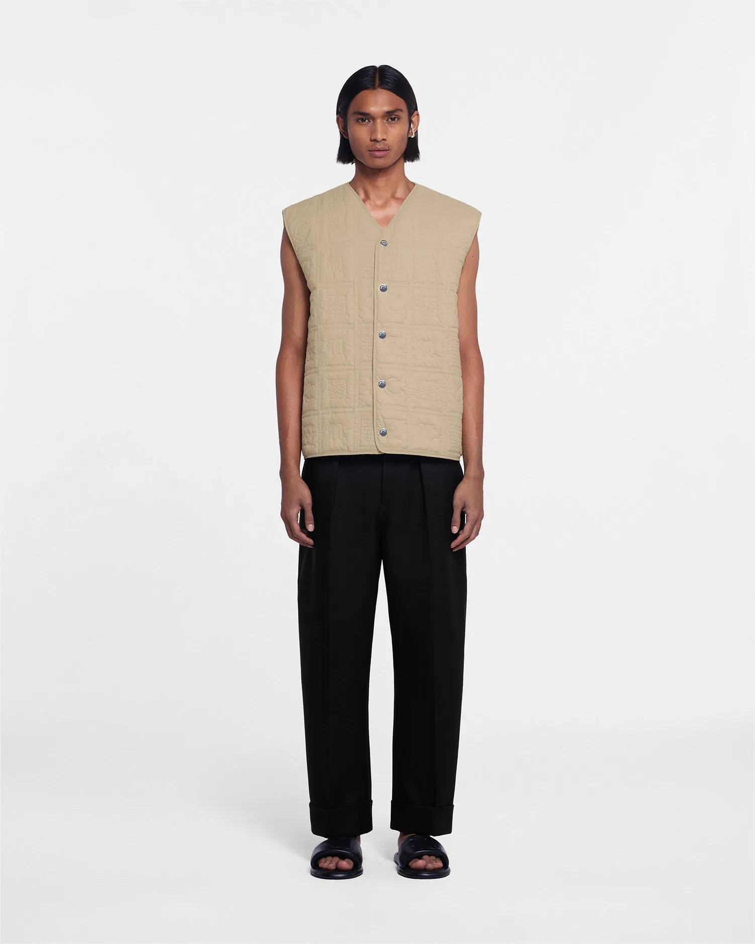 Tymen - Quilted Tech Poplin Vest - Pebble