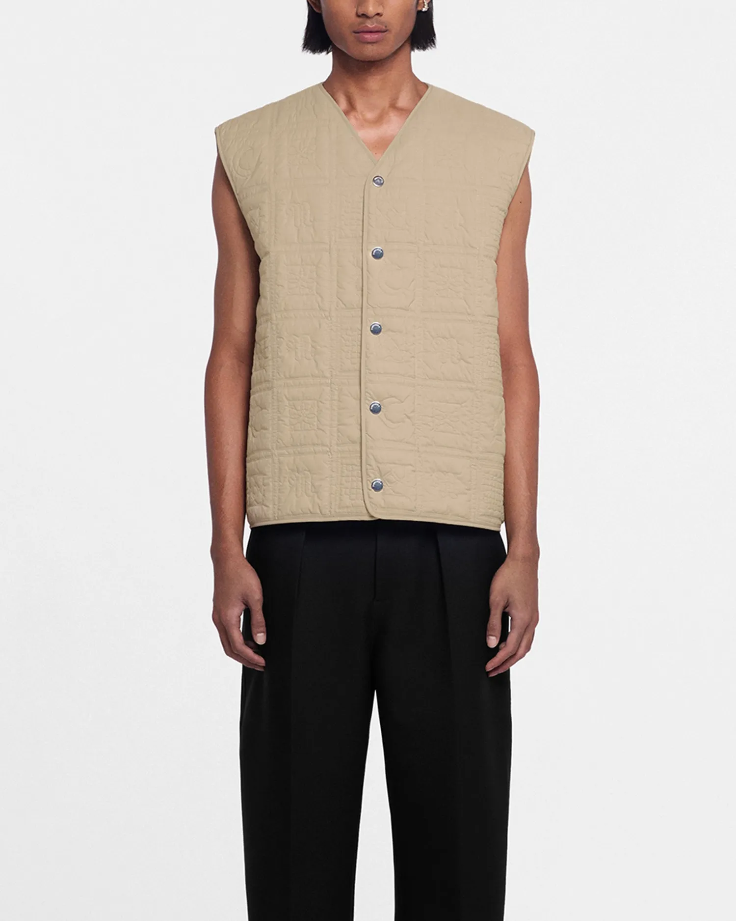 Tymen - Quilted Tech Poplin Vest - Pebble