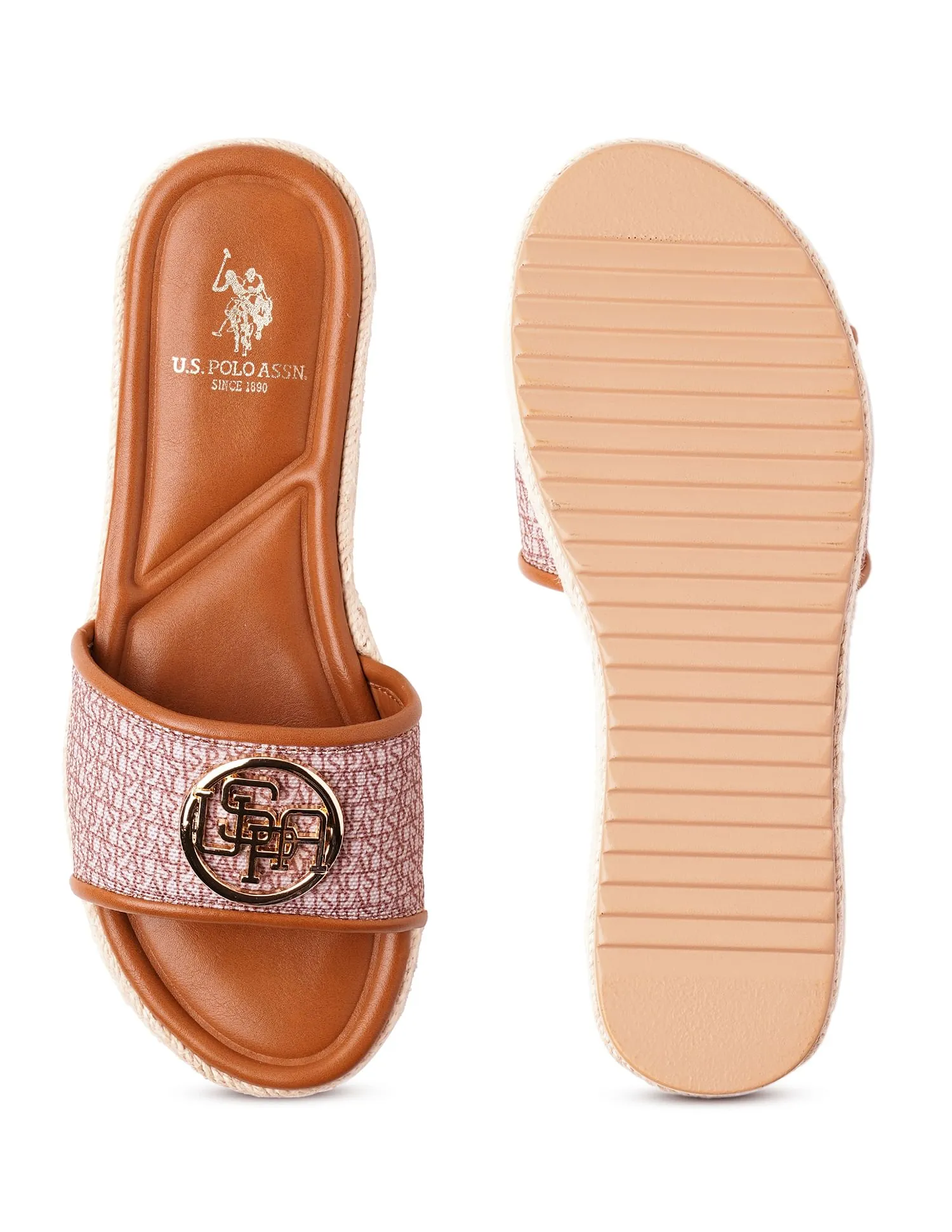 U.S. Polo Assn. Monogram Vamp Strap Cristina Sandals