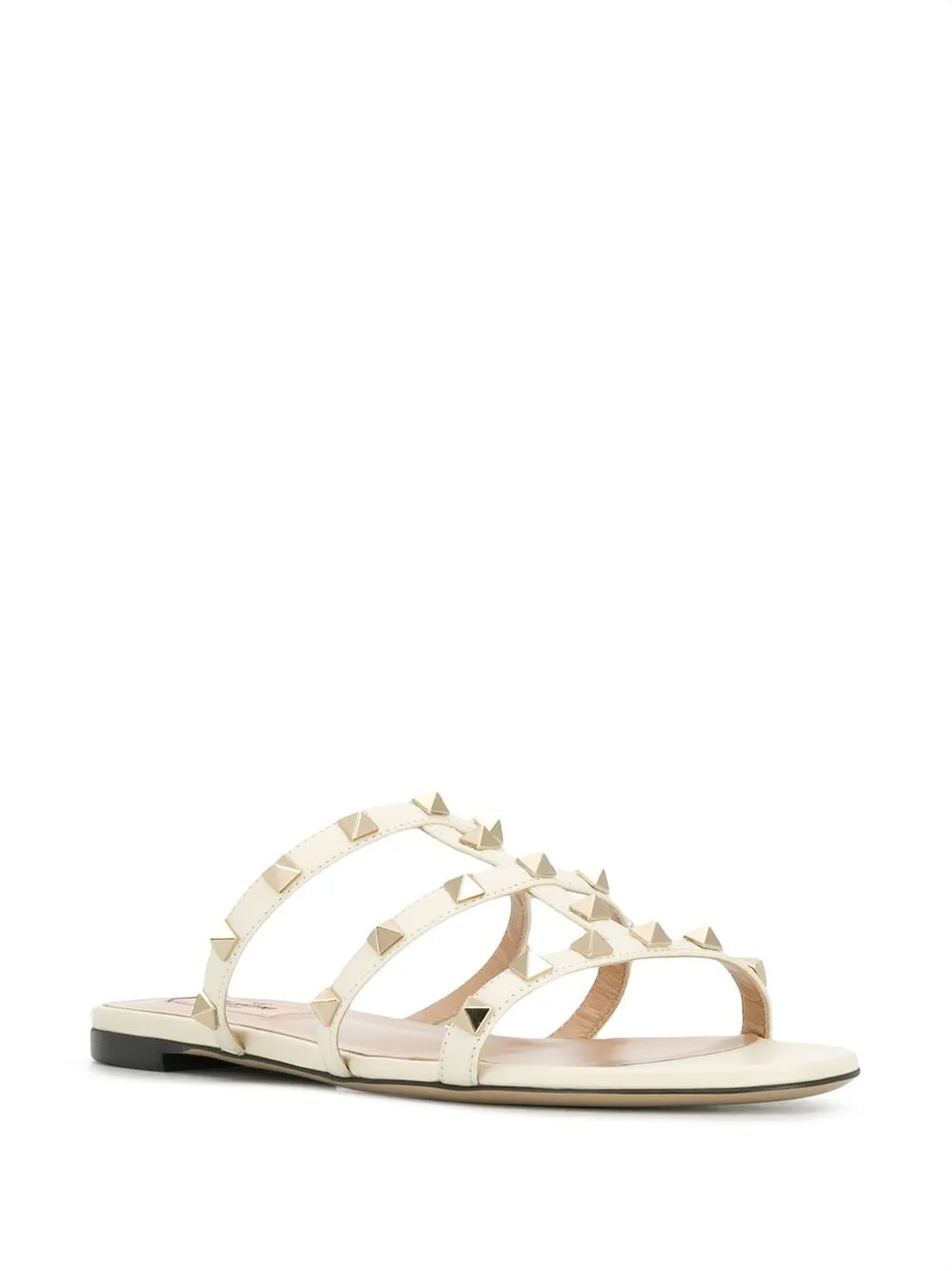 Valentino Garavani    Valentino Garavani Rockstud Leather Flat Sandals