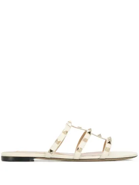 Valentino Garavani    Valentino Garavani Rockstud Leather Flat Sandals