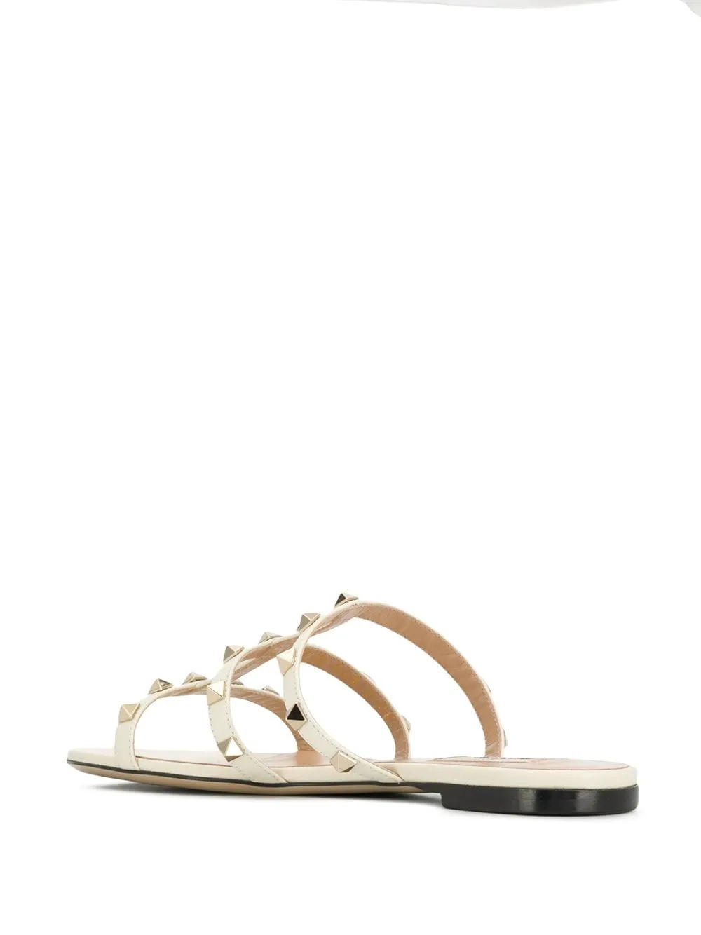 Valentino Garavani    Valentino Garavani Rockstud Leather Flat Sandals