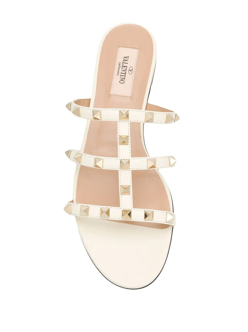 Valentino Garavani    Valentino Garavani Rockstud Leather Flat Sandals