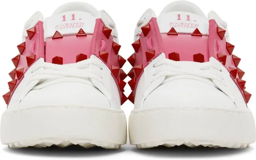 Valentino Garavani White & Pink Untitled Open Sneakers