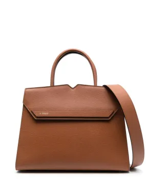 Valextra    Valextra Duetto Leather Top Handle Bag