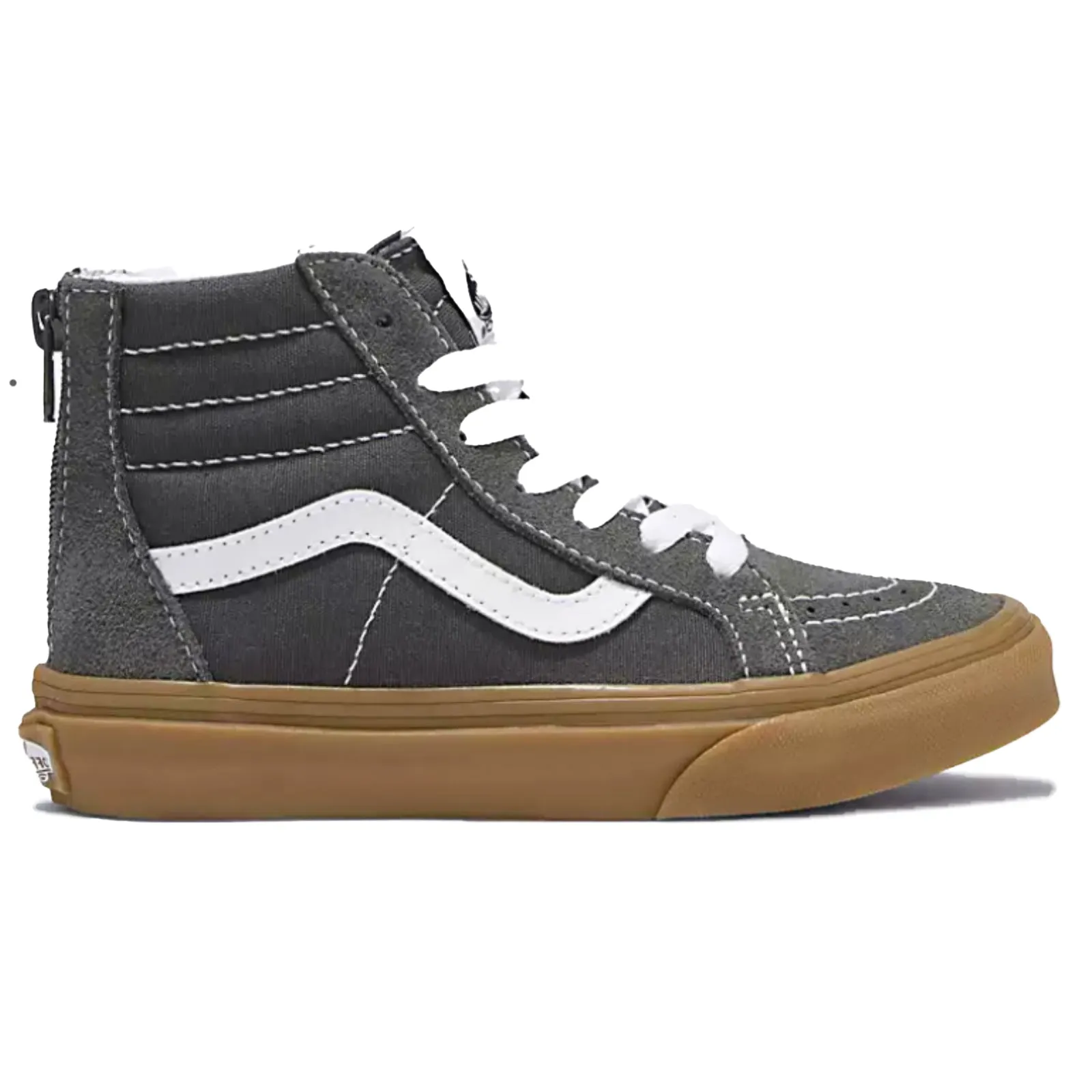 Vans Kids Sk8 Hi Zip (Grey/True White)