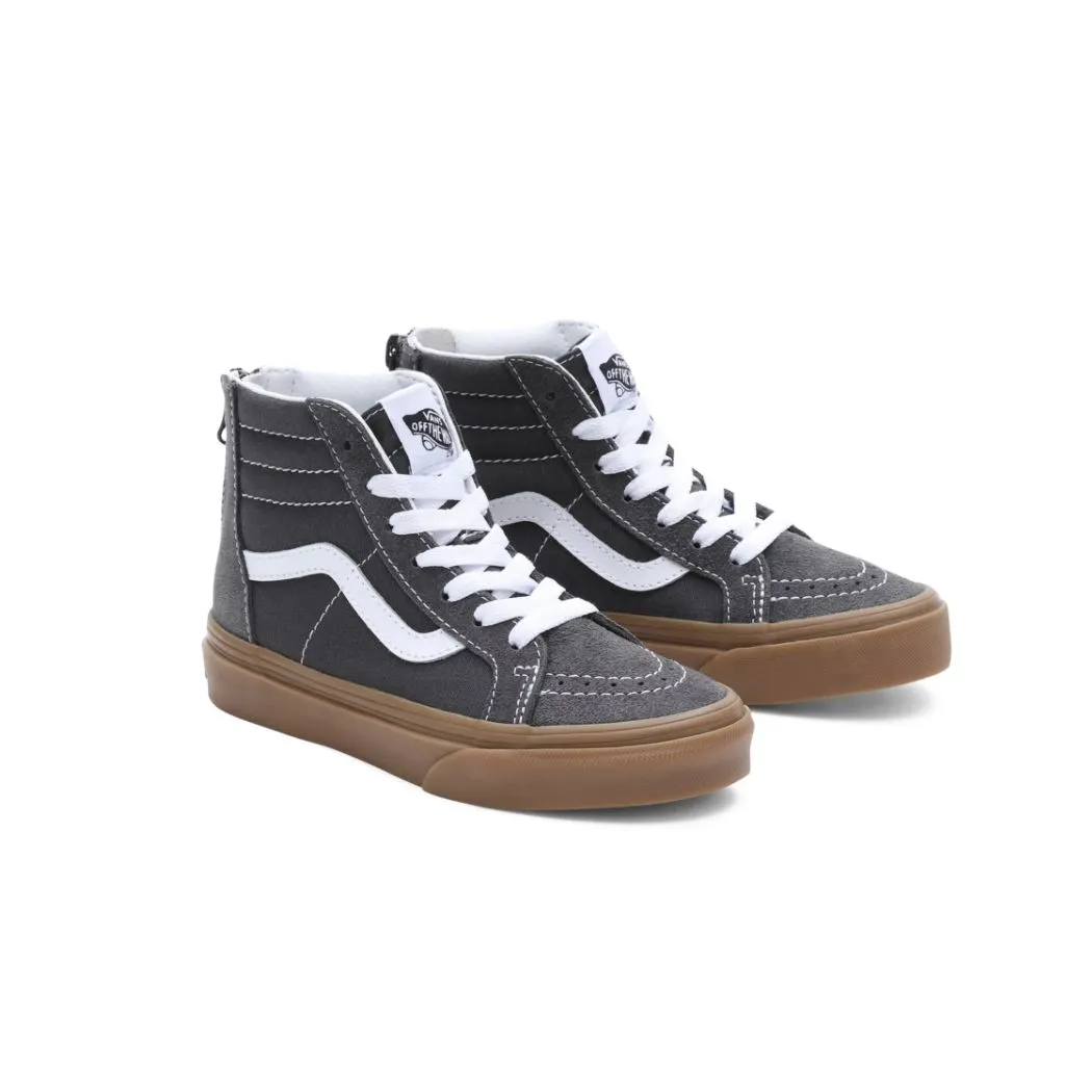 Vans Kids Sk8 Hi Zip (Grey/True White)