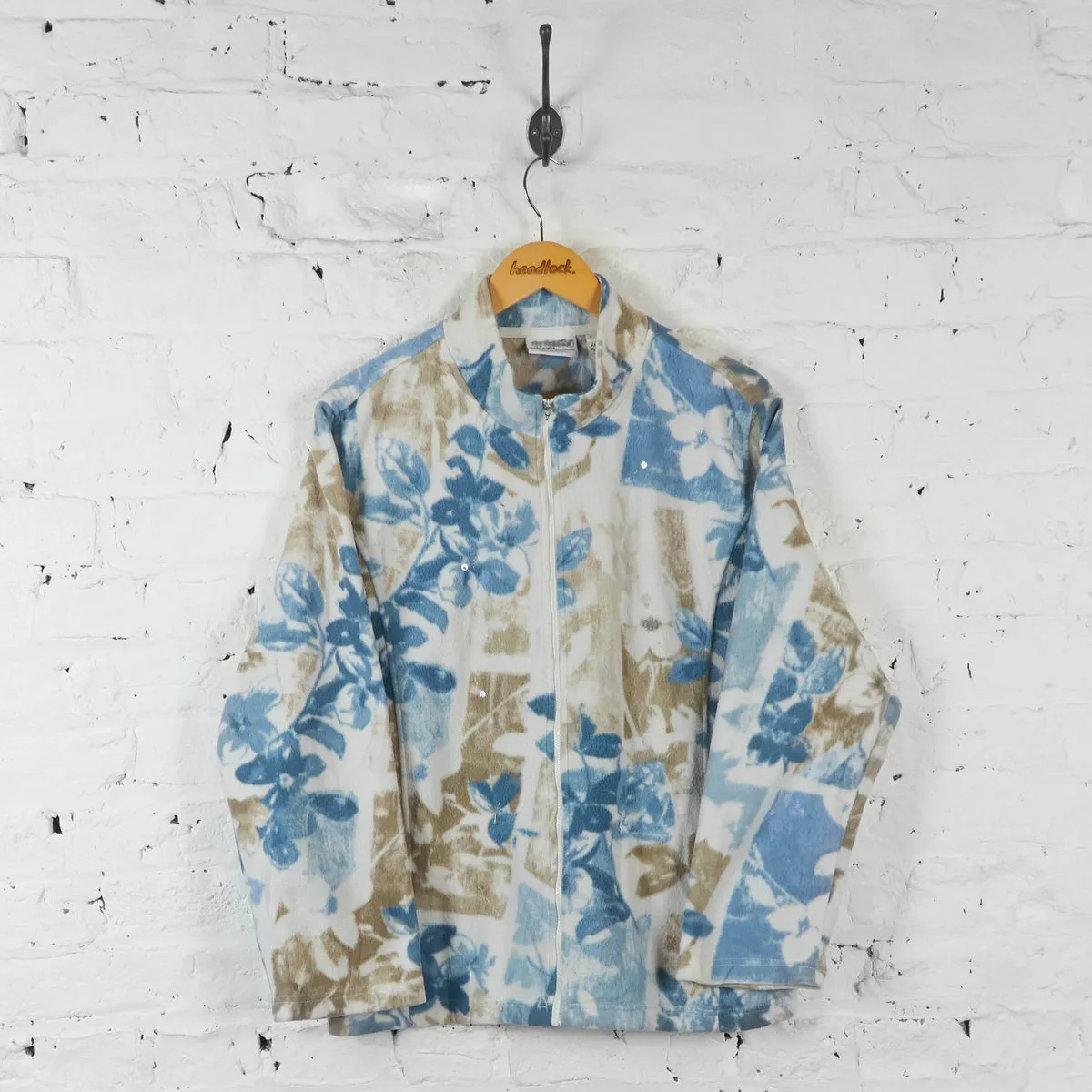 Vintage Floral Pattern Fleece - Blue - M