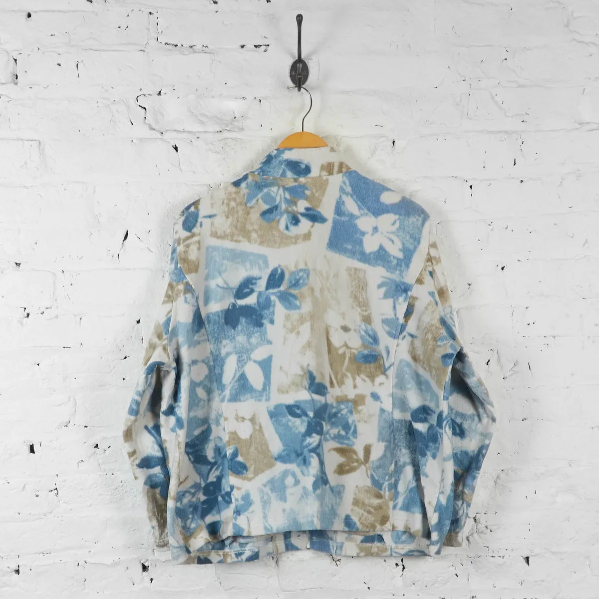 Vintage Floral Pattern Fleece - Blue - M